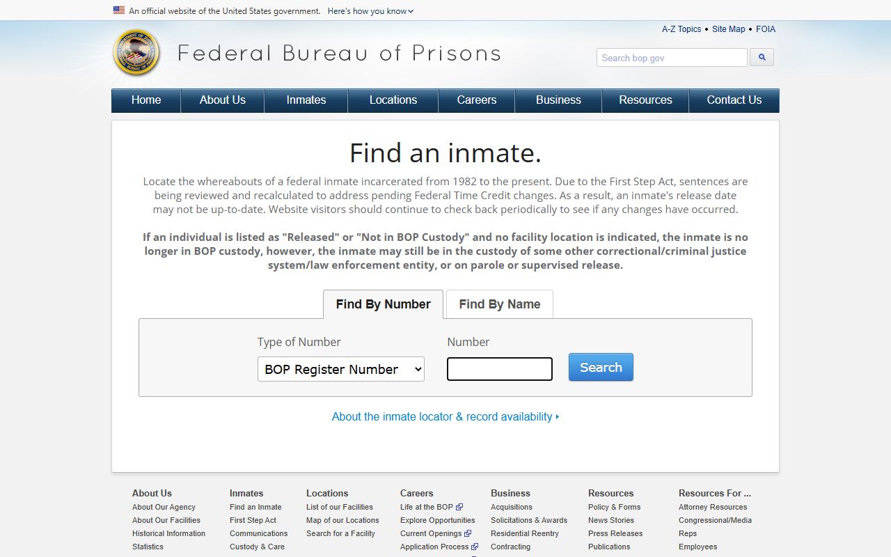 BOP inmate locator for federal custody separate from Clay County jail mugshots